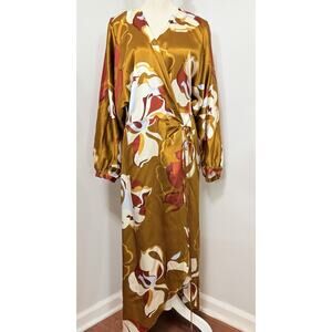 NWT Reformation Gilbert Silk Wrap Dress Sepia Sexy Classy Medium M NWT $348